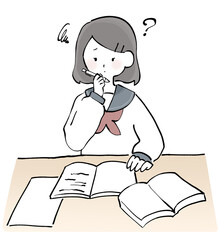 勉強で困る女子学生