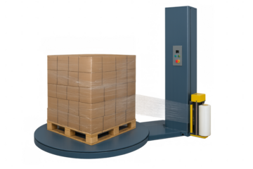 Pallet wrapping machine packaging boxes for logistics automation