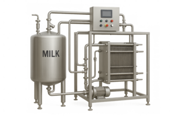 Industrial milk processing equipment with pasteurization system