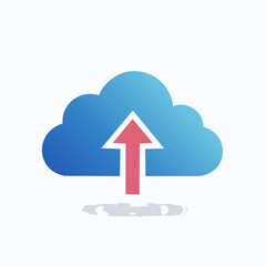 Fototapeta premium A cloud with an upward pointing arrow, symbolizing uploading to the cloud.