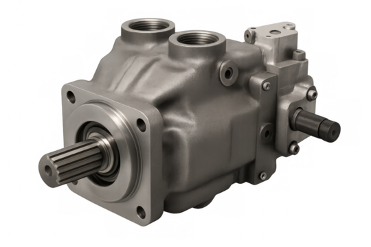 Industrial hydraulic pump motor mechanism with transparent background