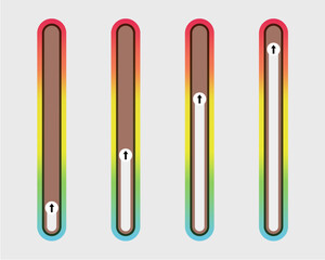 Vertical Gradient Progress Indicator Set – Low, Medium, High Levels with Arrow Movement