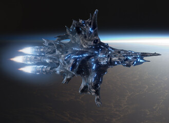 Exotic Spaceship Near a Planet