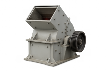 Industrial hammer mill crushing machine on transparent background