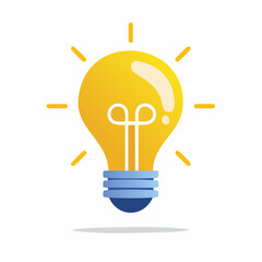 A bright yellow lightbulb icon glowing, symbolizing an idea, creativity, and innovation.