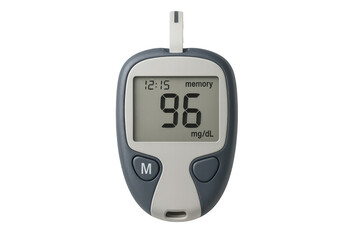 Glucometer displaying blood sugar level for diabetes management