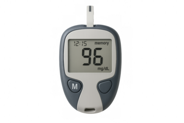 Glucometer displaying blood sugar level for diabetes management