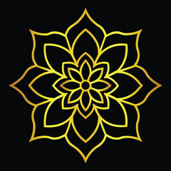 Golden mandala flower geometric abstract design art