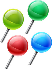 illustration of  push pins set 