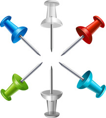 illustration of  push pins set 