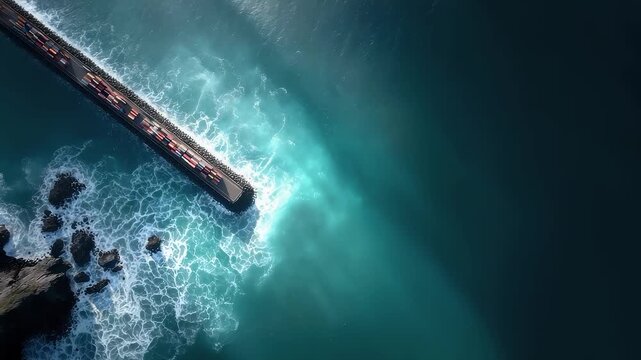 Spectacular View of Container Ships Loading and Unloading Containers in a Busy Port