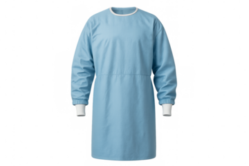 Blue surgical gown with long sleeves for healthcare