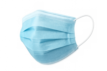 Blue surgical face mask protecting against airborne illness