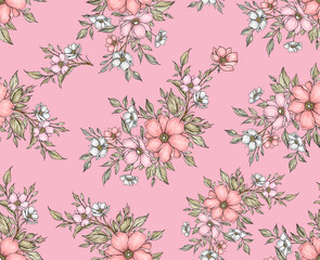 Beautiful floral design for fabric, wallpaper, gift paper print.
