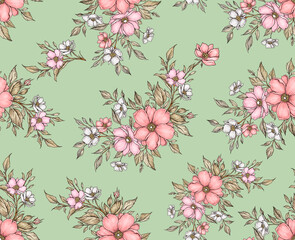 Beautiful floral design for fabric, wallpaper, gift paper print.