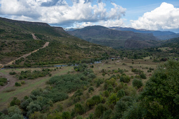 Fototapeta premium Panoramic Canyon View in Mountainous Region with Overcast Sky