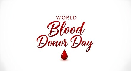 World blood donor day celebration with symbolic red drop on white background