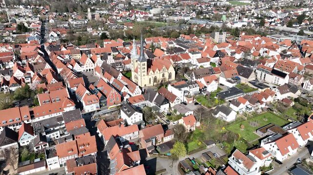 Lemgo Aerial of German town on sunny day