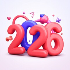 New Year 2026 Celebration 3d Design Image with Festive Decorations, Christmas Day 2026