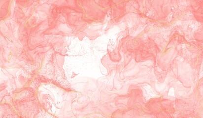 Pink and gold marble texture background with abstract fluid art swirls. Elegant watercolor design with shimmering golden veins, ideal for luxury, wedding, branding, and modern decor.