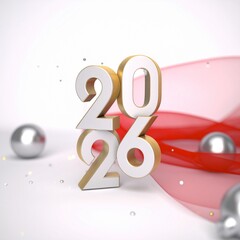 New Year 2026 Celebration 3d Design Image with Festive Decorations, Christmas Day 2026