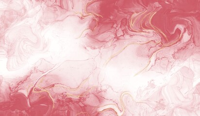 Pink and gold marble texture background with abstract fluid art swirls. Elegant watercolor design with shimmering golden veins, ideal for luxury, wedding, branding, and modern decor.