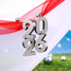 New Year 2026 Celebration 3d Design Image with Festive Decorations, Christmas Day 2026