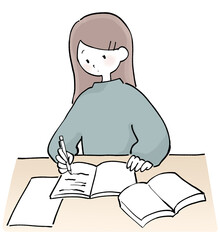 勉強している女性