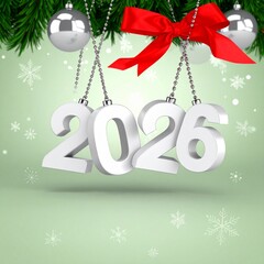 New Year 2026 Celebration 3d Design Image with Festive Decorations, Christmas Day 2026