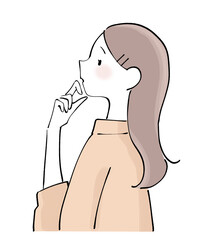 考えるポーズの女性