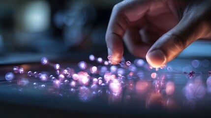 Student moving luminous atoms to learn science