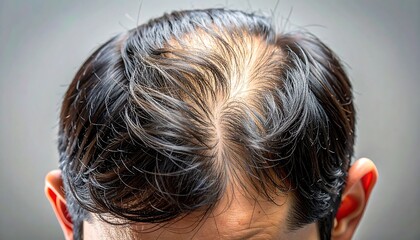 Top view of a head showcasing male pattern baldness