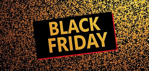 Black Friday sale banner, gold glitter backdrop,  shopping,  sparkle