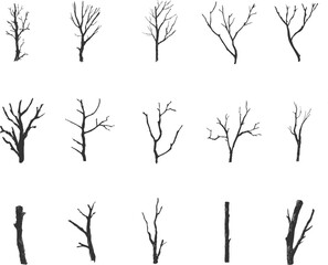 Fototapeta premium Set illustrations of wooden stick isolated on transparent background. Vector graphics