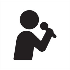 Singer icon silhouette vector with white background