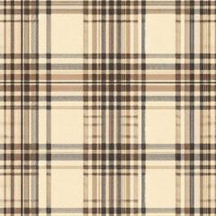 クラシックなベージュとブラウンのタータンチェック。布のテクスチャ。AI-generated using DALL&middot;E3