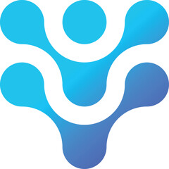 Blue metaball is an abstract geometric shape. Connected shapes of liquid molecules. Vector morphing design element for banners, collages, labels, and prints. Isolated vector illustration.