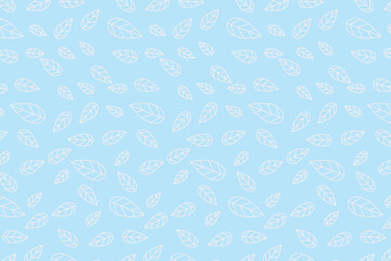 Seamless blue pattern with decorative white leaf shapes. Perfect for textiles, wallpapers, and creative design.