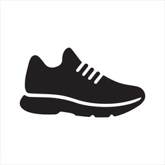 Running Shoe icon silhouette vector with white background