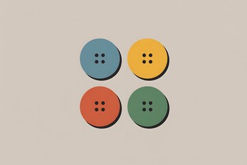 Vibrant, retro-style buttons in a pleasing geometric arrangement, evoking vintage charm and creative design possibilities.