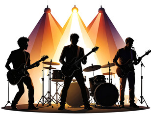 Music Band Performing, Black Silhouettes 