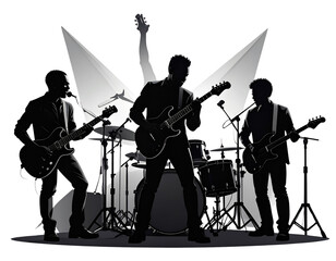 Music Band Performing, Black Silhouettes