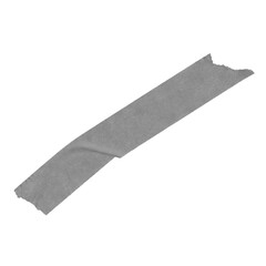 Illustration of a single piece of torn grey duct tape, isolated on a transparent background, angled diagonally