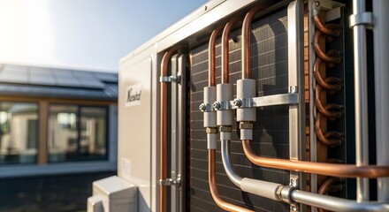 Sustainable home energy system with heat pump and solar panels for eco-friendly living solutions