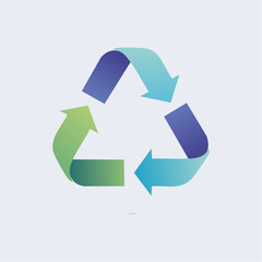 Obraz premium A modern recycling symbol with three chasing arrows in a green and blue gradient on a light grey background.