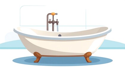 Cartoon illustration of a bathtub with running water