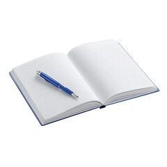 Professional blue pen resting on an open lined notebook ready for capturing important ideas and business notes