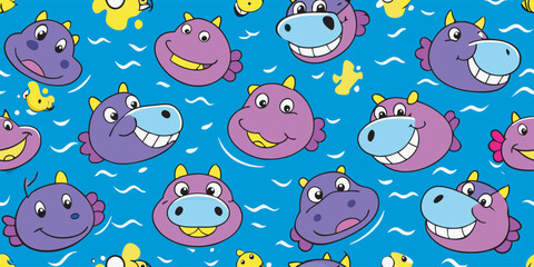 Fototapeta premium Vector seamless pattern with cute animal