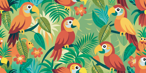 Obraz premium Vector seamless pattern with cute animal