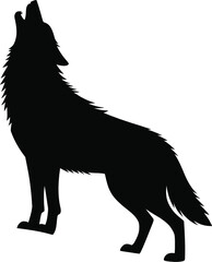 Silhouette of a howling wolf a striking black and white depiction